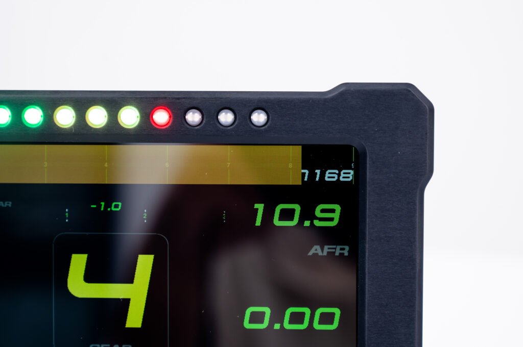 PRD GT 7 digital motorsport display showing RPM, MAP, AFR, CLT, and IAT on a color screen
